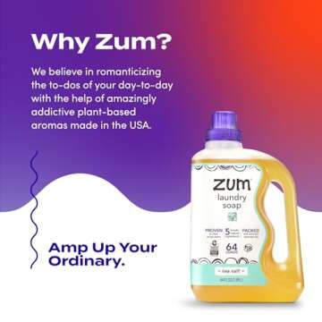 Zum Indigo Wild Clean Laundry Soap - Plant-Based Liquid Laundry Soap - Contains Baking Soda, Essential Oils & Saponified Coconut Oil - Sea Salt Scent - 64 fl oz (Pack of 2)