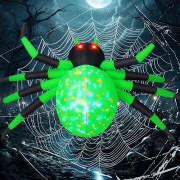 COMIN 9FT Wide Halloween Inflatable Spider Outdoor Decorations Giant Blow Up Yard Decoration with Bu...