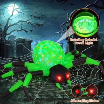 COMIN 9FT Wide Halloween Inflatable Spider Outdoor Decorations Giant Blow Up Yard Decoration with Built-in LED for Yard Garden Party Lawn