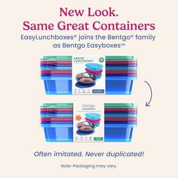 Bentgo Easyboxes 4-Compartment Oval Containers - Patented Design 8-Piece Set; 4 Trays & 4 Fitted Lids Seal in Freshness; Reusable Food Storage & Meal Prep BPA-Free Containers (Jewel Brights)