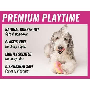 Donut Dog Toys - Dog Toys for Aggressive Chewers - Durable Dog Chew Toy - Rubber Dog Toys for Medium, Large Breeds - Tough Dog Toys - Heavy Duty Dog Toy - Dog Birthday Gift (1 x Pink)