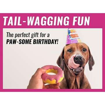 Donut Dog Toys - Dog Toys for Aggressive Chewers - Durable Dog Chew Toy - Rubber Dog Toys for Medium, Large Breeds - Tough Dog Toys - Heavy Duty Dog Toy - Dog Birthday Gift (1 x Pink)