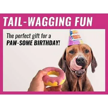 Donut Dog Toys - Dog Toys for Aggressive Chewers - Durable Dog Chew Toy - Rubber Dog Toys for Medium, Large Breeds - Tough Dog Toys - Heavy Duty Dog Toy - Dog Birthday Gift (1 x Pink)