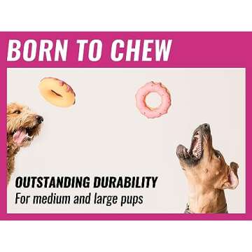 Donut Dog Toys - Dog Toys for Aggressive Chewers - Durable Dog Chew Toy - Rubber Dog Toys for Medium, Large Breeds - Tough Dog Toys - Heavy Duty Dog Toy - Dog Birthday Gift (1 x Pink)