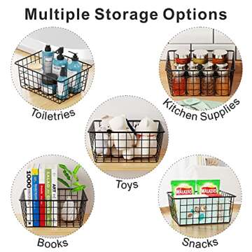 iSPECLE Pantry Organizer, 6 Pack Small Pantry Organizers and Storage with Handles, Wire Basket Sorti...