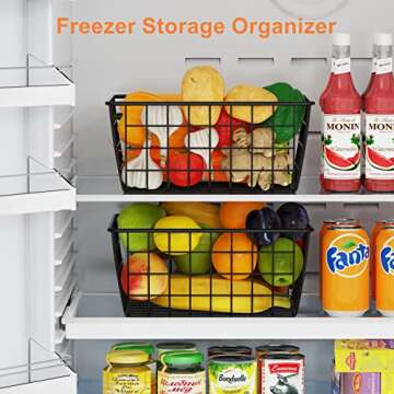 iSPECLE Pantry Organizer, 6 Pack Small Pantry Organizers and Storage with Handles, Wire Basket Sorting Storage Easy Access, Black