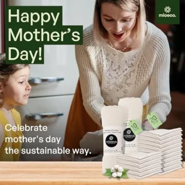 mioeco Reusable Organic Cotton Paper Towels for Eco-Friendly Cleaning