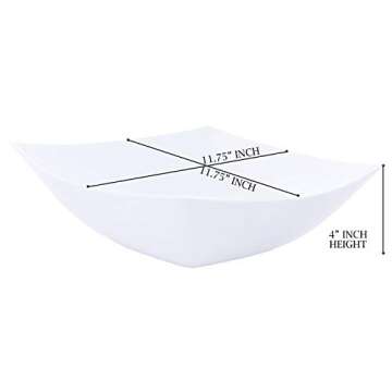 PLASTICPRO Disposable 128 ounce Square Serving Bowls, Party Snack or Salad Bowl, Extra Large Plastic...