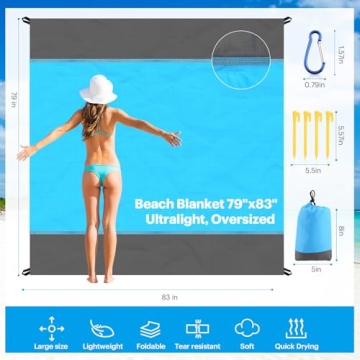 EASYFUN Oversized Sandproof Beach Blanket for Family