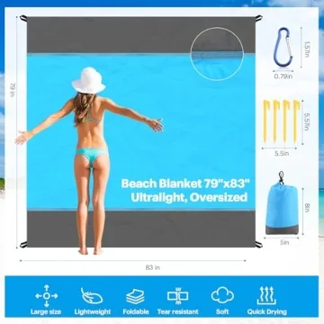 EASYFUN Oversized Sandproof Beach Blanket for Family