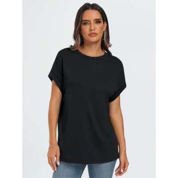 AUTOMET Womens Tops Oversized Business Casual Shirts Loose Fit Short Sleeve Tshirts Summer Clothes F...