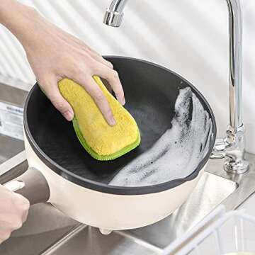 Multi-Purpose Scrub Sponges for Kitchen by SmilePowo Non-Scratch Microfiber Sponge Along with Heavy ...