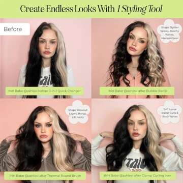 INH Hair 3-in-1 Quick Change Styler | Interchangeable Styling Tool with 3 Detachable Heads: Thermal ...