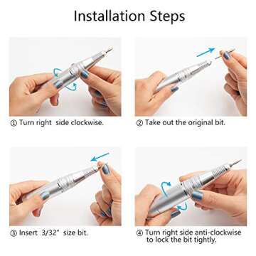 30000 RPM Acrylic Electric Nail Drill File Pedicure Manicure Machine Drill Bits Kit Set with Sanding Bands Accessories E File to Remover Acrylic Gel Polisher Tools(White)