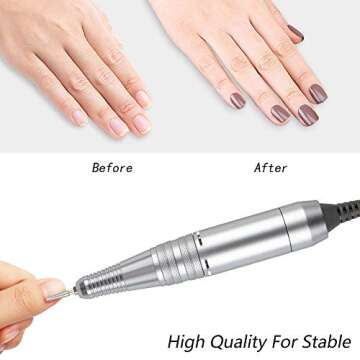 30000 RPM Acrylic Electric Nail Drill File Pedicure Manicure Machine Drill Bits Kit Set with Sanding Bands Accessories E File to Remover Acrylic Gel Polisher Tools(White)