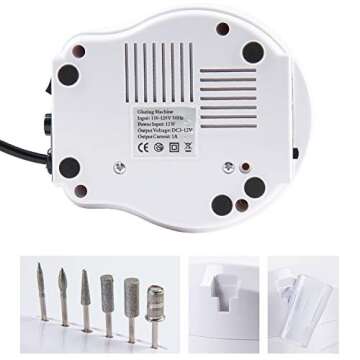 30000 RPM Acrylic Electric Nail Drill File Pedicure Manicure Machine Drill Bits Kit Set with Sanding Bands Accessories E File to Remover Acrylic Gel Polisher Tools(White)
