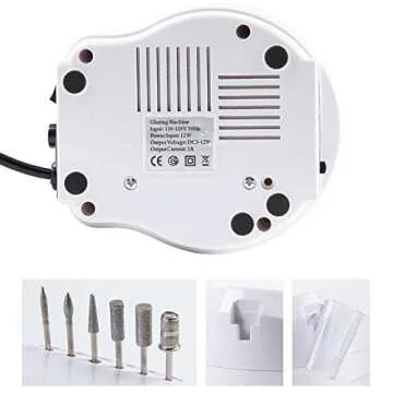 30000 RPM Acrylic Electric Nail Drill File Pedicure Manicure Machine Drill Bits Kit Set with Sanding Bands Accessories E File to Remover Acrylic Gel Polisher Tools(White)