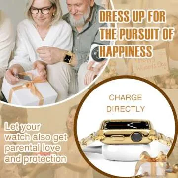 top4cus 42mm Cover Environmental Soft Flexible TPU Anti-Scratch Lightweight Protective 42mm Iwatch Case Compatible with Apple Watch Series 8/7 Series 6/SE/5/4 Series 3/2/1 - Gold