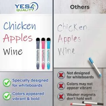 YES4QUALITY Magnetic Dry Erase White Board Sheet for Fridge 12x8 in, with Stain Resistant Technology, Includes 3 Markers and Big Eraser with Magnets, Small Refrigerator Whiteboard Planner