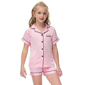 Veseacky Classic Silk Pajama Set for Girls - Size 6