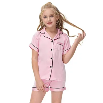 Veseacky Classic Silk Pajama Set for Girls - Size 6