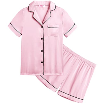 Veseacky Classic Silk Pajama Set for Girls - Size 6
