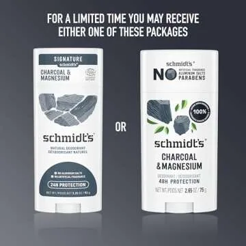 Schmidt's Aluminum-Free Vegan Deodorant Charcoal & Magnesium with 48 Hour Odor Protection, 2 Count for Women and Men, Natural Ingredients, Cruelty-Free, 2.65 oz, Pack of 2
