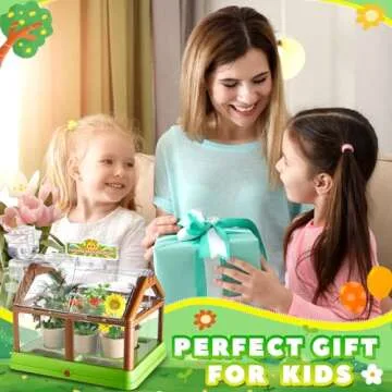 Sunnychicc 2 Sets of Plant Growing Kit with Drip Irrigation System and Solar LED Grow Light Greenhouse Grow Room Garden Set for Spring Planting Gift Educational Science (No Seeds Included)