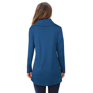 Lotusmile Women's Funnel Neck Pullover Sweatshirt Check Contrast Lightweight Hoodie Tops