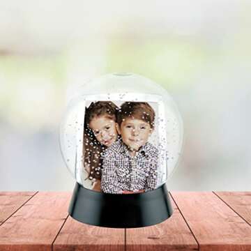 Neil Enterprises Inc. Sphere 2-Photo Snow Globe with Black Base