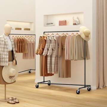 Tajsoon Rolling Clothing Rack - Heavy Duty Z-Rack with Wheels