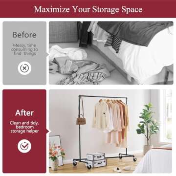 Tajsoon Heavy Duty Rolling Clothing Rack with Wheels