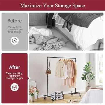 Tajsoon Heavy Duty Rolling Clothing Rack with Wheels