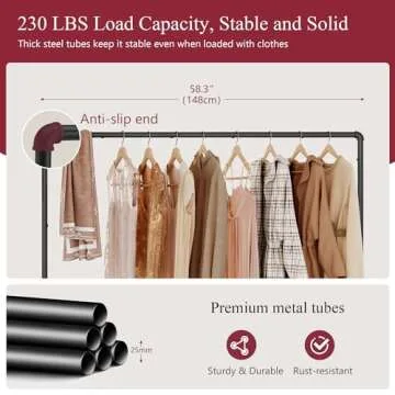 Tajsoon Heavy Duty Rolling Clothing Rack with Wheels