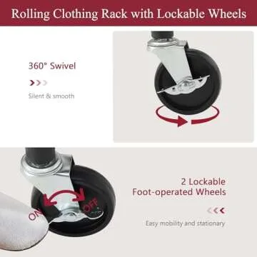 Tajsoon Heavy Duty Rolling Clothing Rack with Wheels