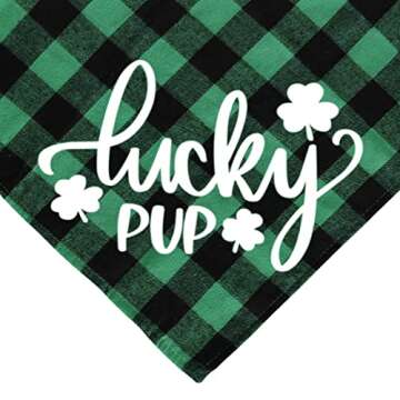 JOTFA St. Patrick’s Day Dog Bandanas, Plaid Dog Puppy St. Patrick’s Day Bandana Scarf for Small Medium Large Dogs Pets (Lucky Pup & Mom’s Lucky Charm & Kiss Me I’m Irish)