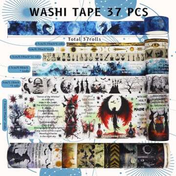 MPOPUUL 37 Rolls Witches Theme Washi Tape Set for Crafts