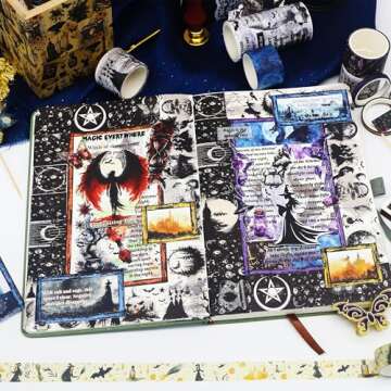 MPOPUUL 37 Rolls Witches Theme Washi Tape Set for Crafts