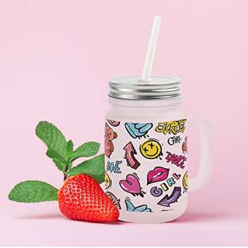 Craft Express 12 OZ Sublimation Glass Mason Jar Blanks Frosted with Handle-Sublimation Tumbler Jar C...