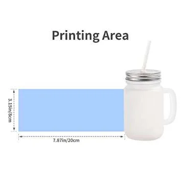 Craft Express 12 OZ Sublimation Glass Mason Jar Blanks Frosted with Handle-Sublimation Tumbler Jar Cups Glass with Lid and Straw-Perfect for Cricut Mug Press Crafting-Set of 4