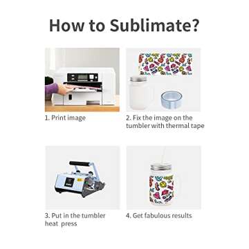 Craft Express 12 OZ Sublimation Glass Mason Jar Blanks Frosted with Handle-Sublimation Tumbler Jar Cups Glass with Lid and Straw-Perfect for Cricut Mug Press Crafting-Set of 4