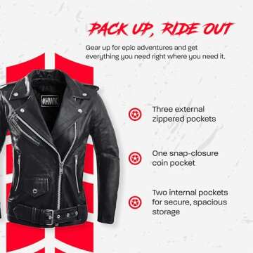 Stylish HWK Brando Leather Motorcycle Jacket for Women