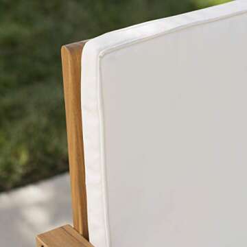 Christopher Knight Home Luciano Outdoor Acacia Wood Bench with Water Resistant Fabric Cushions, Brown Patina / Cream