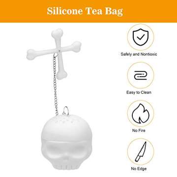 Leaf Tea Infuser, Silicone Tea Strainer, Coolrunner 2 Pcs Tea Bones Skull Tea Filter Diffuser for Loose Leaf Leaves, Mugs and Teapots