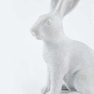DN DECONATION White Frosted Resin Bunny Figurines Set of 2, Rabbit Statues Indoor Easter Decorations for Spring Home Decor, Decorative Easter Bunny Ornaments for Table Centerpiece Living Room Decor