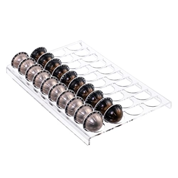 SUMERFLOS Coffee Pod Holder - Store 40 Nespresso Vertuo Pods Stylishly, Clear Acrylic, Fits Most Dra...