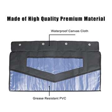 BoomBa 30 Pocket Wrench Roll Up Pouch - Portable Canvas Cloth Wrench Tool Organizer Bag Holder with SAE & Metric Labels