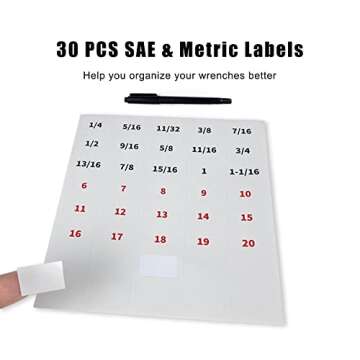 BoomBa 30 Pocket Wrench Roll Up Pouch - Portable Canvas Cloth Wrench Tool Organizer Bag Holder with SAE & Metric Labels