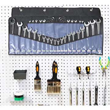 BoomBa 30 Pocket Wrench Roll Up Pouch - Portable Canvas Cloth Wrench Tool Organizer Bag Holder with SAE & Metric Labels