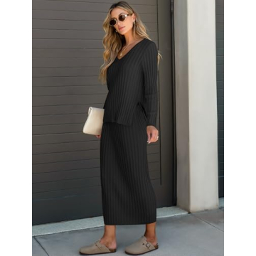 Stylish ANRABESS Women's Sweater Skirt Set for Fall 2024